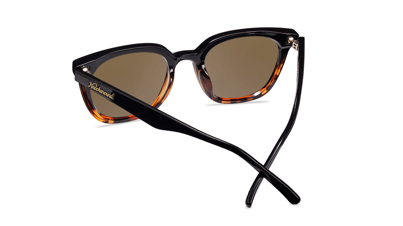 Sunglasses with a amber frame with polarized amber lenses, back