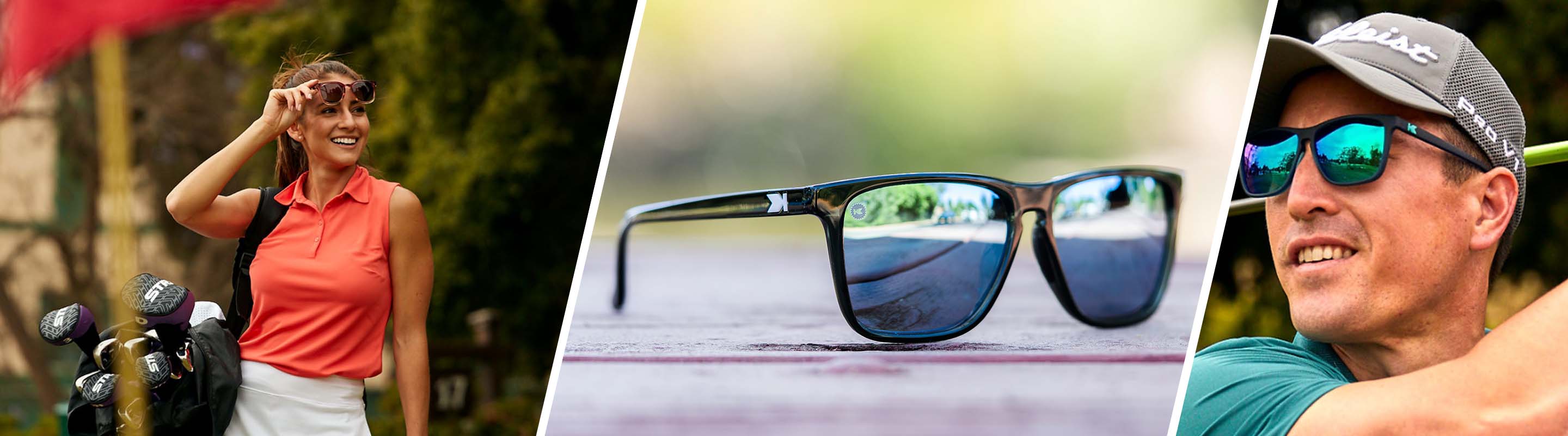 Golf Sunglasses: Lifestyle Photo of Fast Lanes Sport Sunglasses,  Men and Women wearing Knockaround Sunglasses