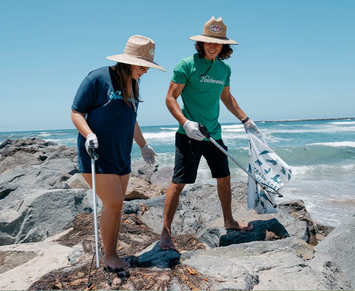 image of Knockaround team picking up trash
