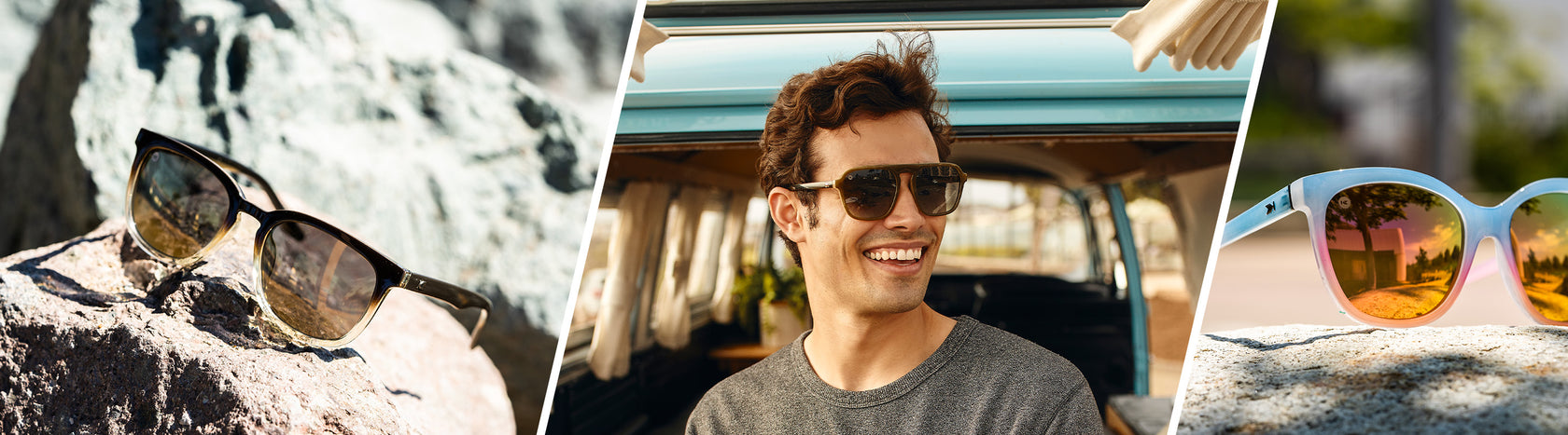 Gradient Sunglasses: Lifestyle Photo of Brookbed Paso Robles, and Men Wearing Pacific Palisades