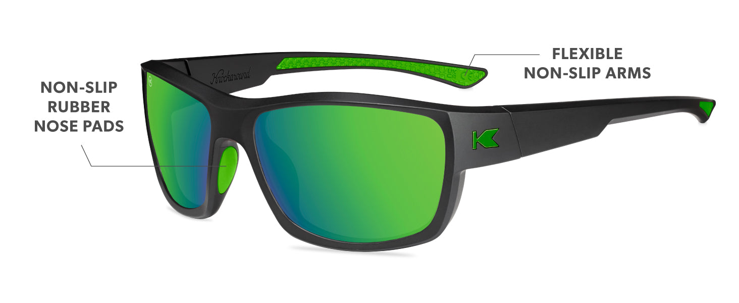 High Stakes Frame Features: non-slip rubber nose pads, flexible non-slip arms