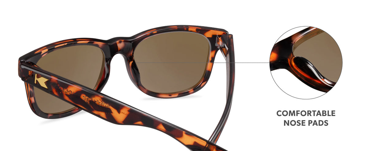 Comfortable Nose Pads. Photo features Glossy Tortoise Shell / Amber Kids Fort Knocks Sunglasses