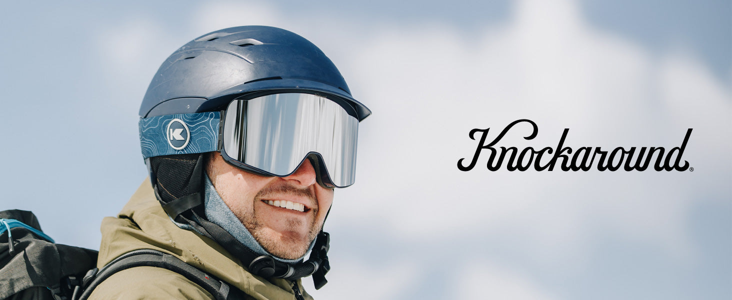 Man wearing Slingshots snow goggles