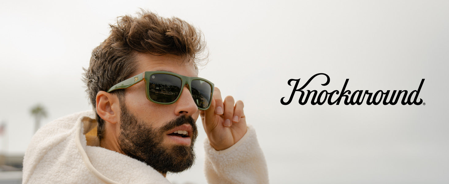 Torrey Pines Knockaround Sunglasses. Photo features a men wearing Torrey Pines sunglasses. 