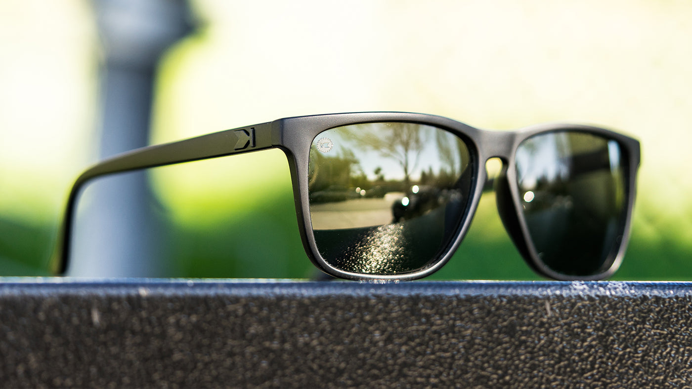 Sunglasses with Matte Black Frames and Polarized Black Smoke Lenses