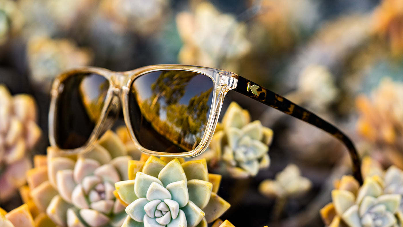 Sunglasses with Tortoise Shell Arms and Orange Fronts With Polarized Amber Lenses
