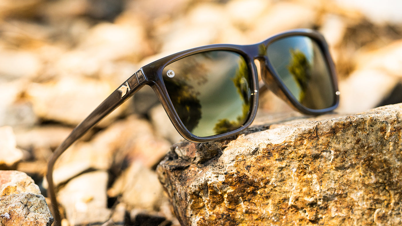 Sunglasses with Glossy Brown Frames and Polarized Gold Lenses