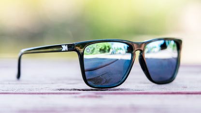 Sport Sunglasses with Jelly Black Frame and Polarized Sky Blue Lenses
