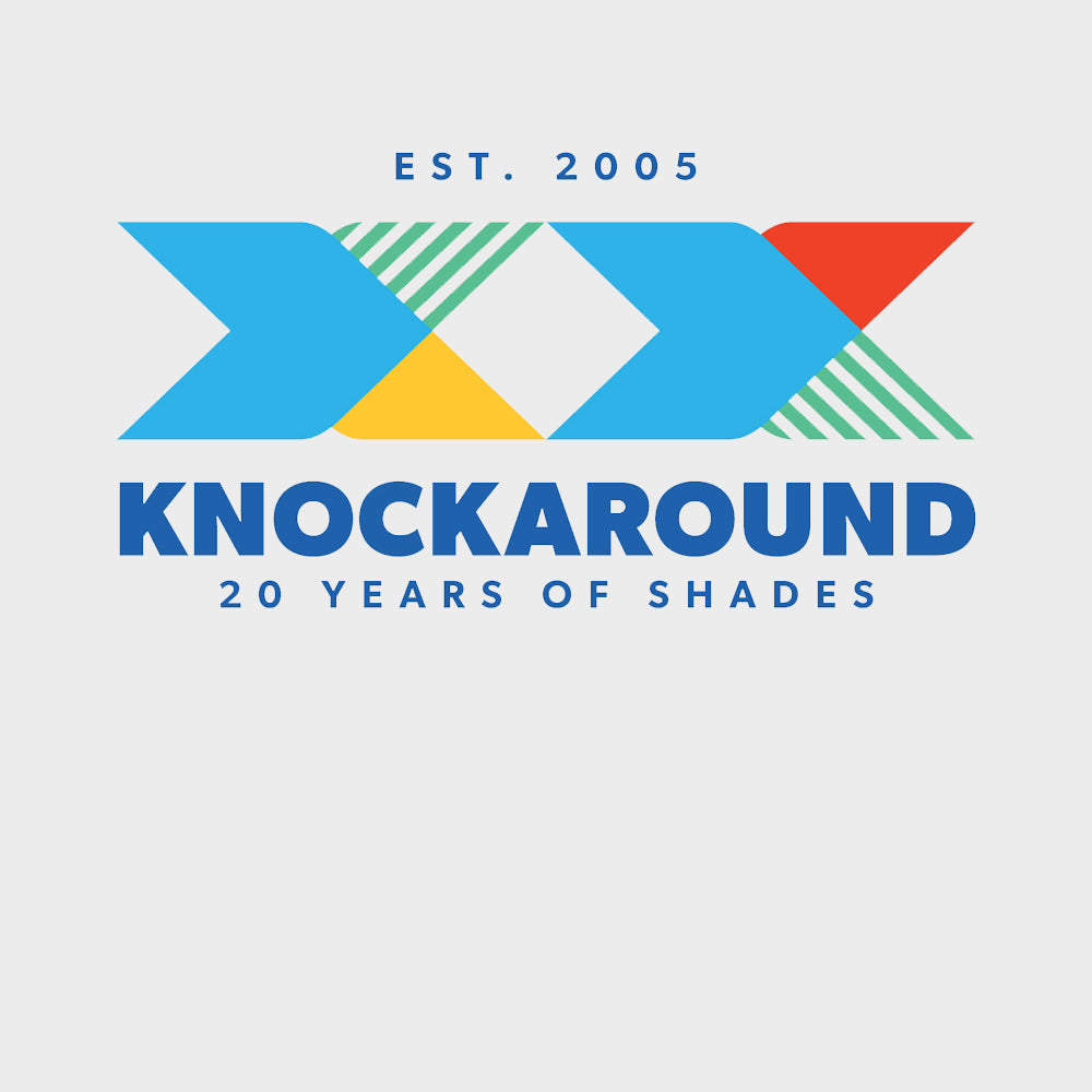 Est. 2025. Knockaround 20th Anniversary logo. 20 Years of Shades.