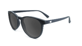 Matte black sunglasses with round black lenses