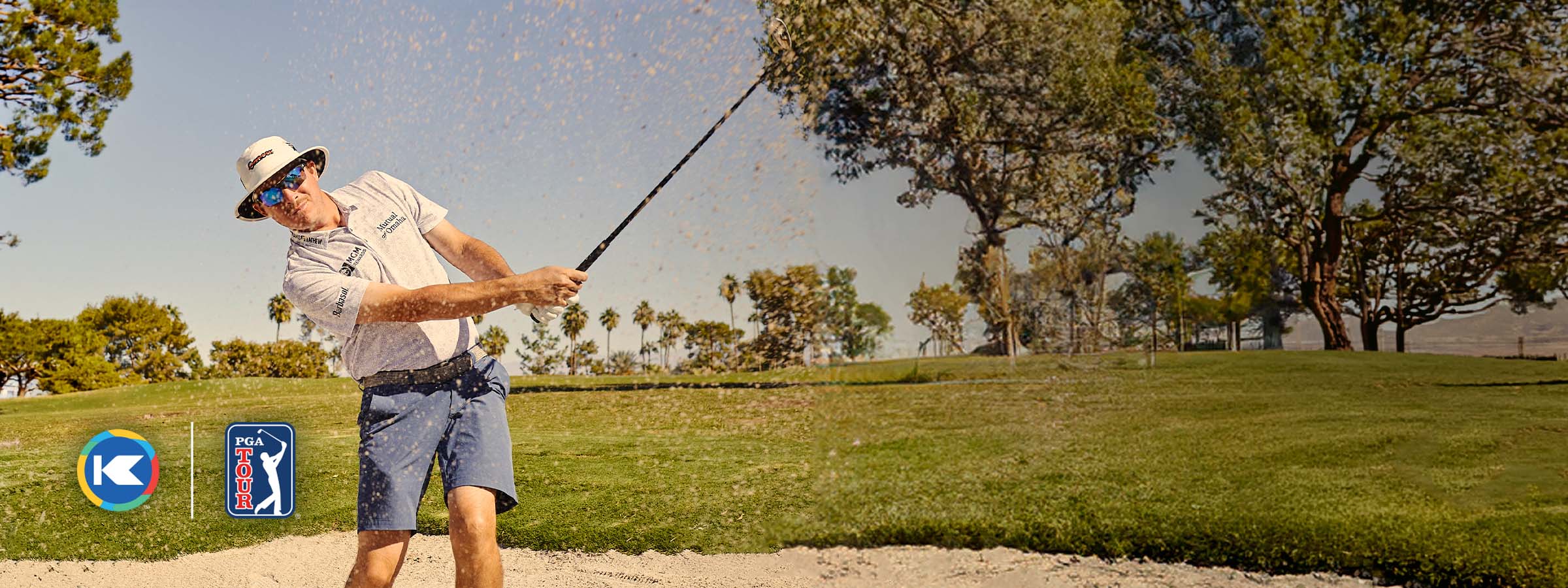 Joel Dahmen, PGA TOUR player, swinging a golf club on a golf course