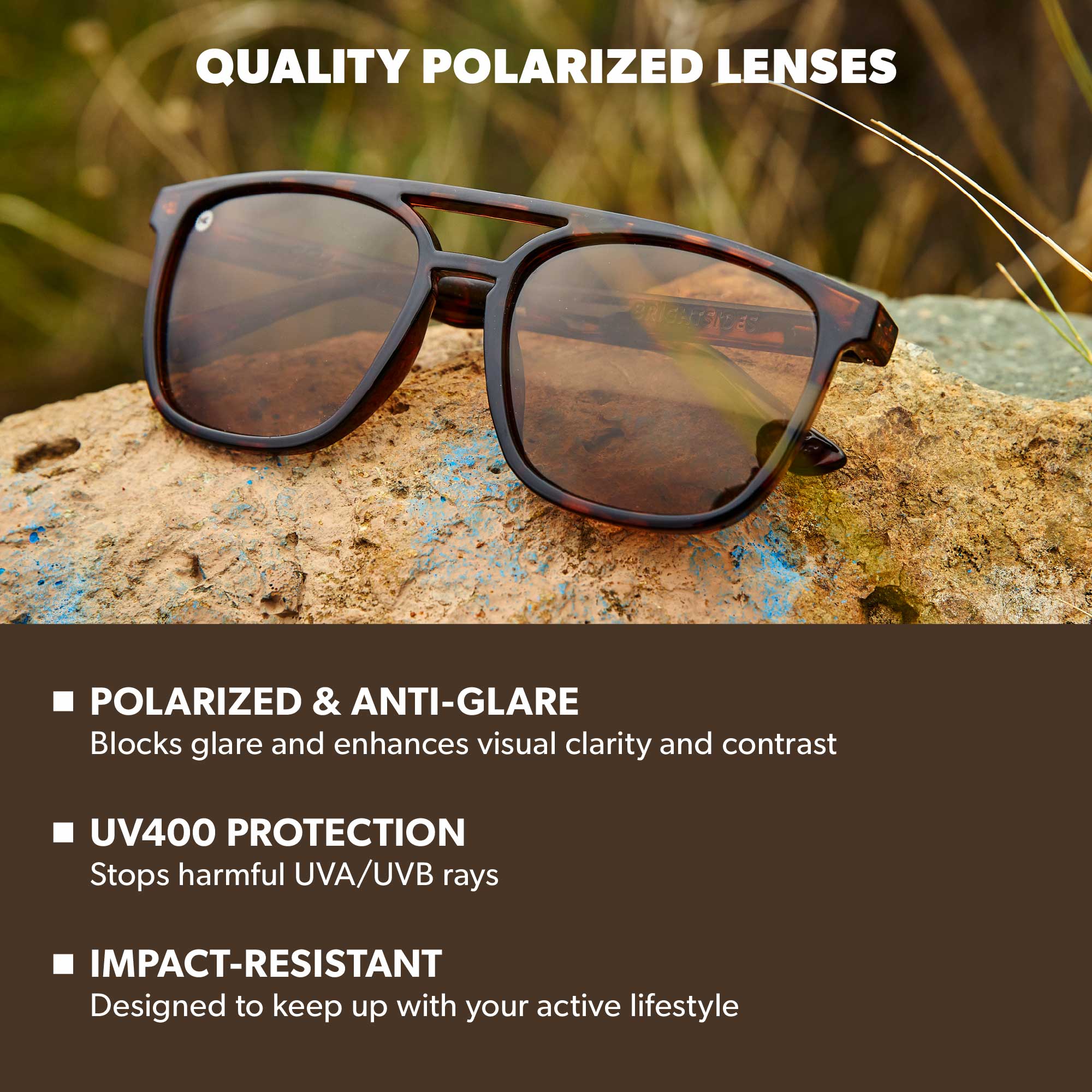 Brightsides Square Polarized Sunglasses UV400 | Knockaround Sunglasses