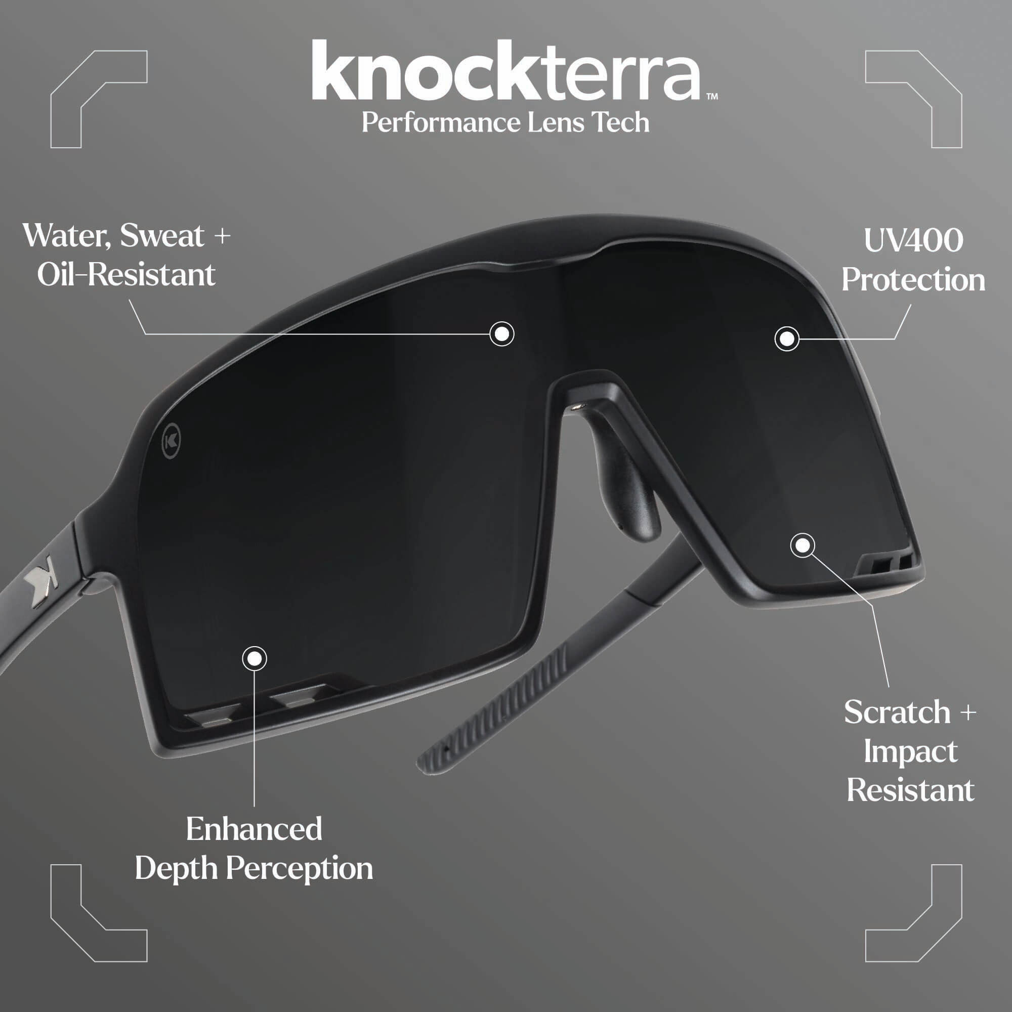 Black on Black Campeones Sunglasses, Knockterra Performance Lens Tech