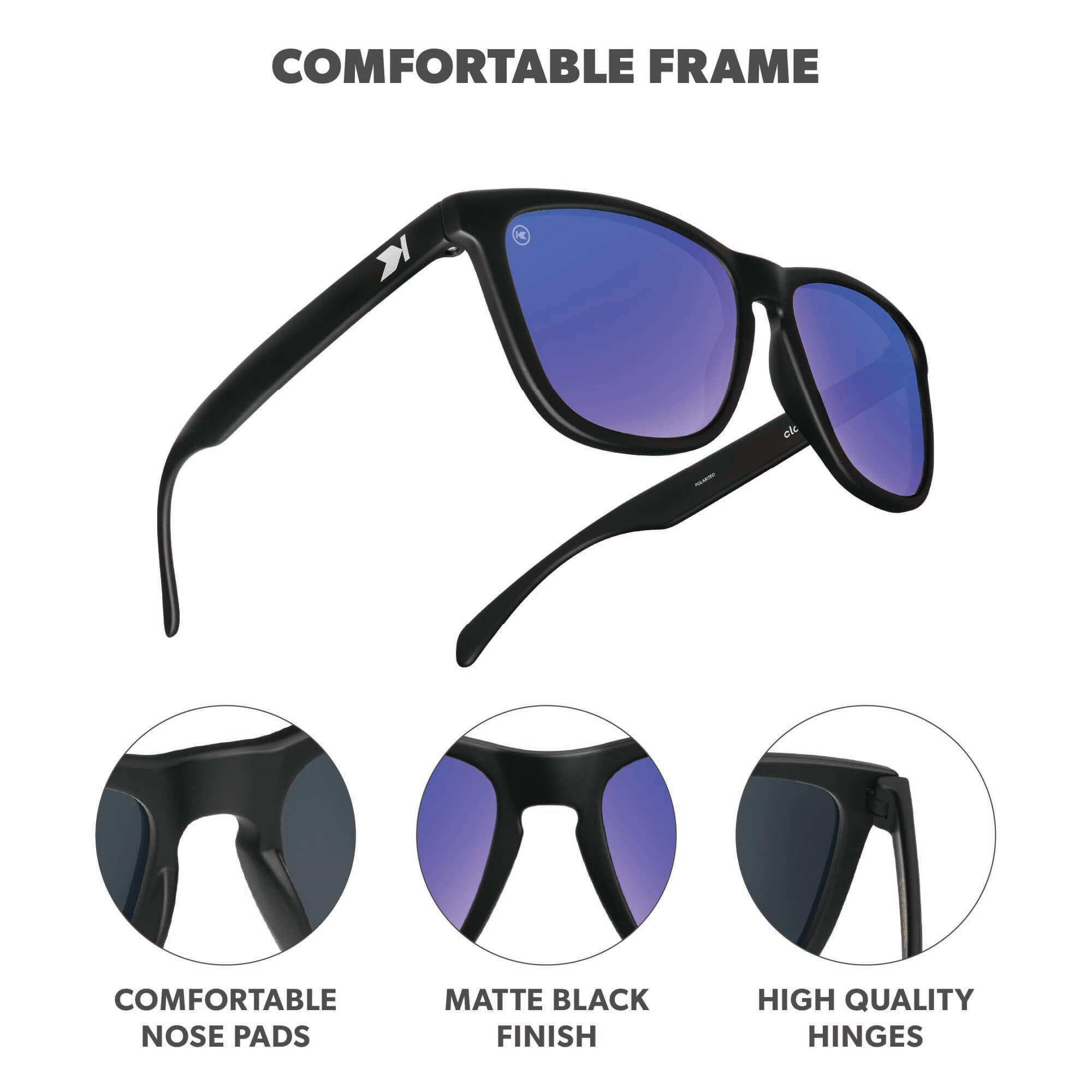 Black / Moonshine Classics Sunglasses, Frame Features