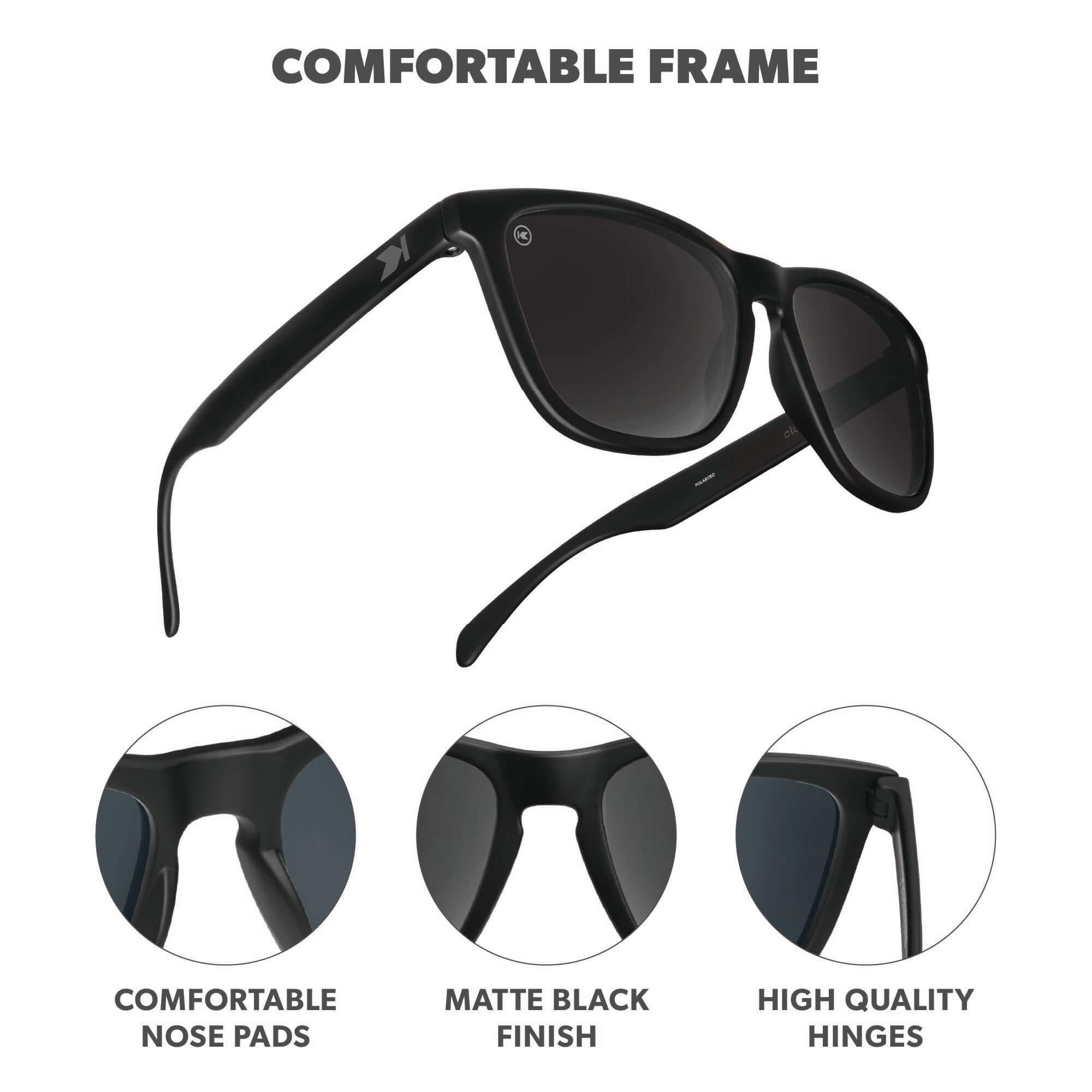 Black on Black Classics Sunglasses, Frame Features