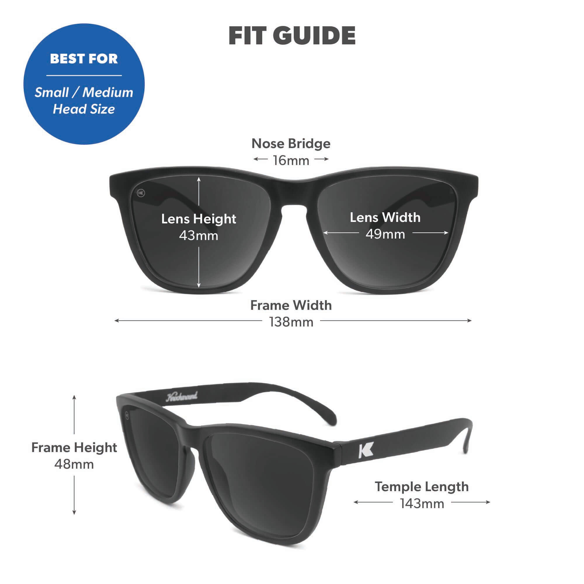 Black / Smoke Classics Sunglasses, Fit Guide