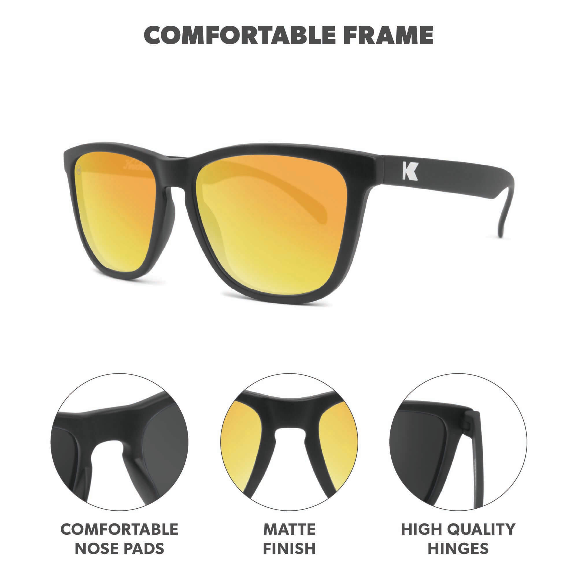 Black / Sunset Classics Sunglasses, Frame Features