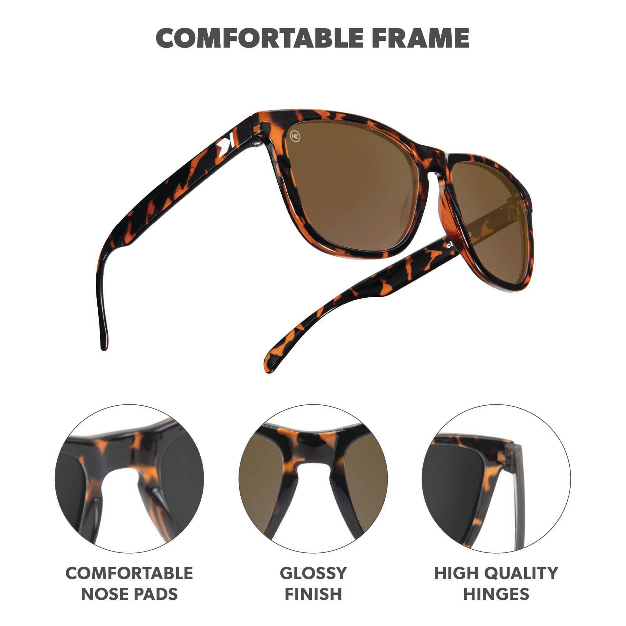 Glossy Tortoise Shell / Amber Classics Sunglasses, Frame Features