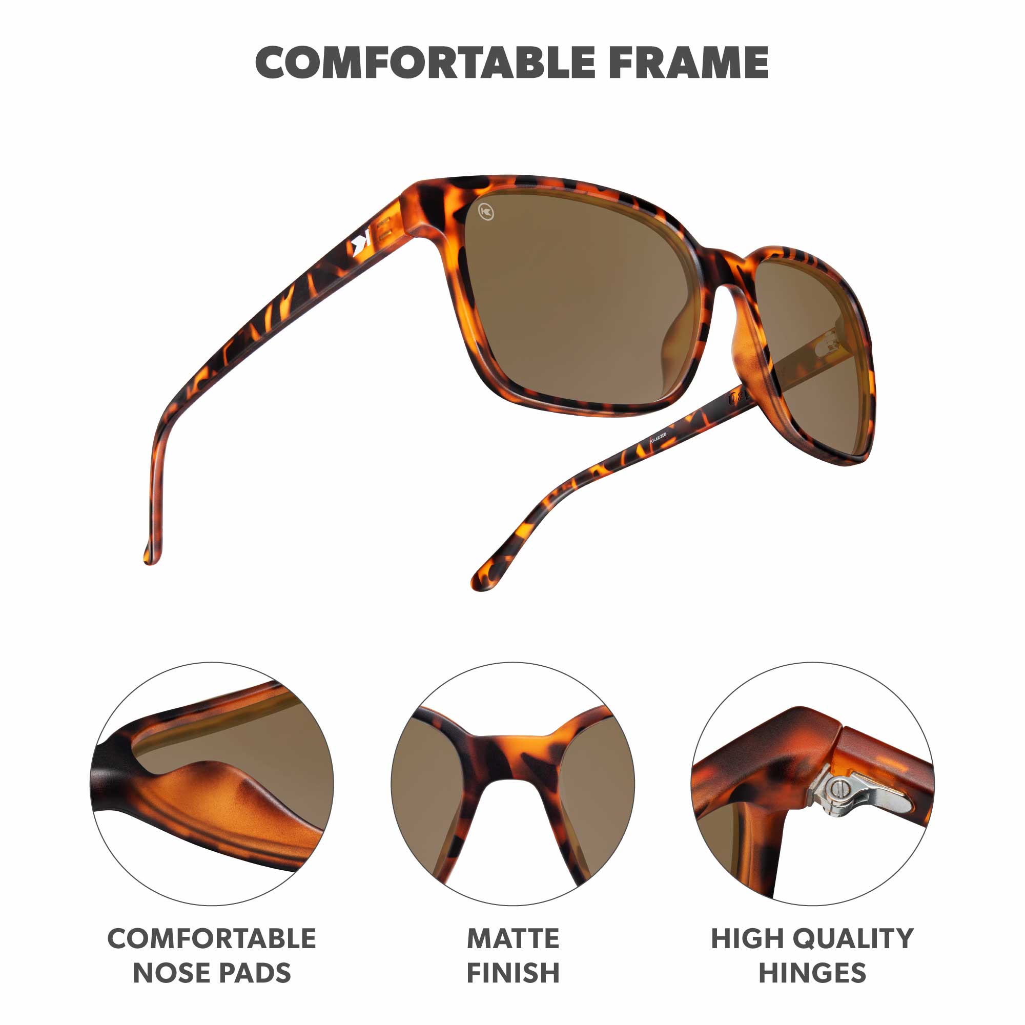 自然の美　ウルフェナイト　393ct Day Trips Square Sunglasses Polarized UV400 | Knockaround Sunglasses