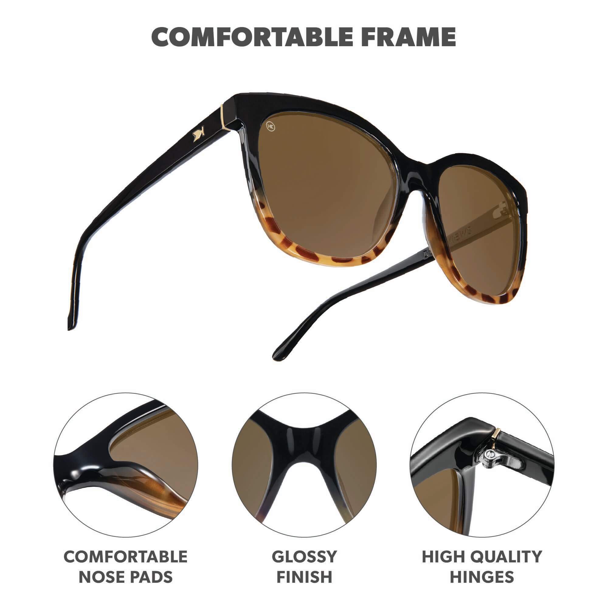 Glossy Black & Blonde Tortoise Shell Fade Deja Views Sunglasses, Frame Features