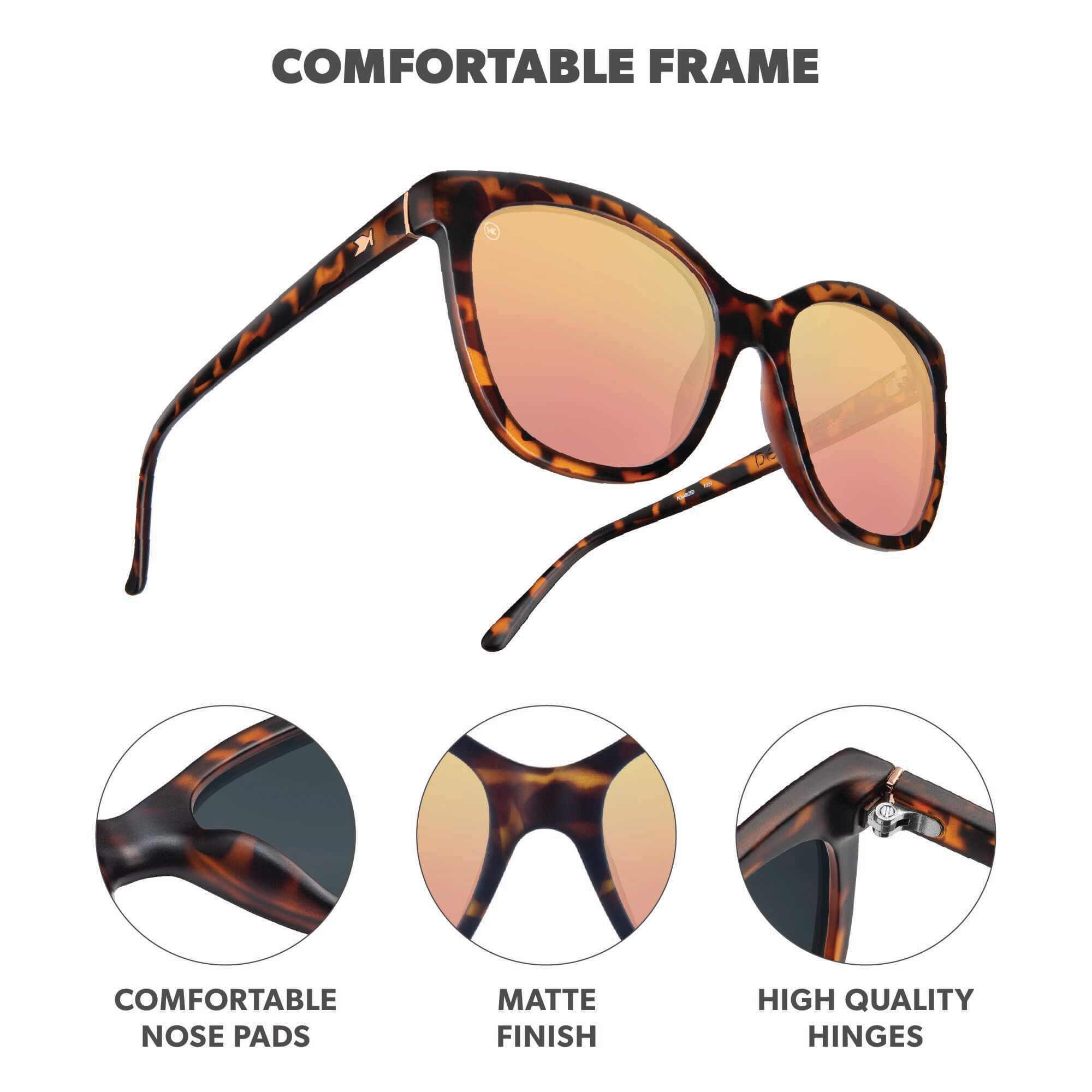 Matte Tortoise Shell / Rose Gold Deja Views Sunglasses, Frame Features