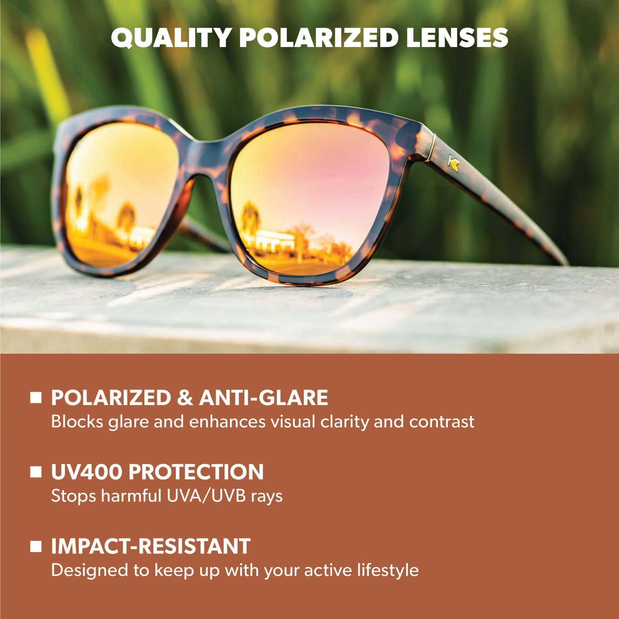 Matte Tortoise Shell / Rose Gold Deja Views Sunglasses, Lens Features