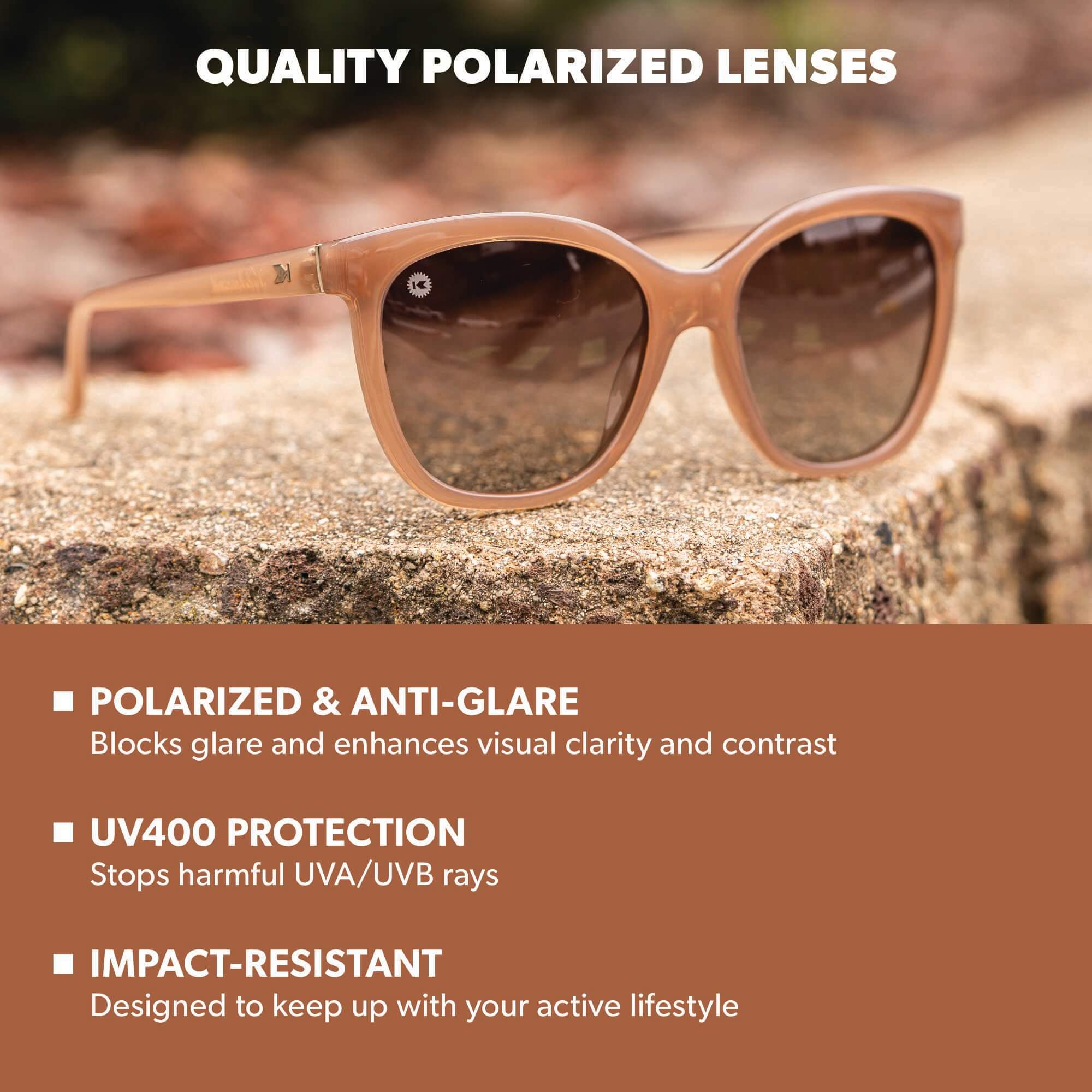 Rose Latte Deja Views Sunglasses, Lens Features
