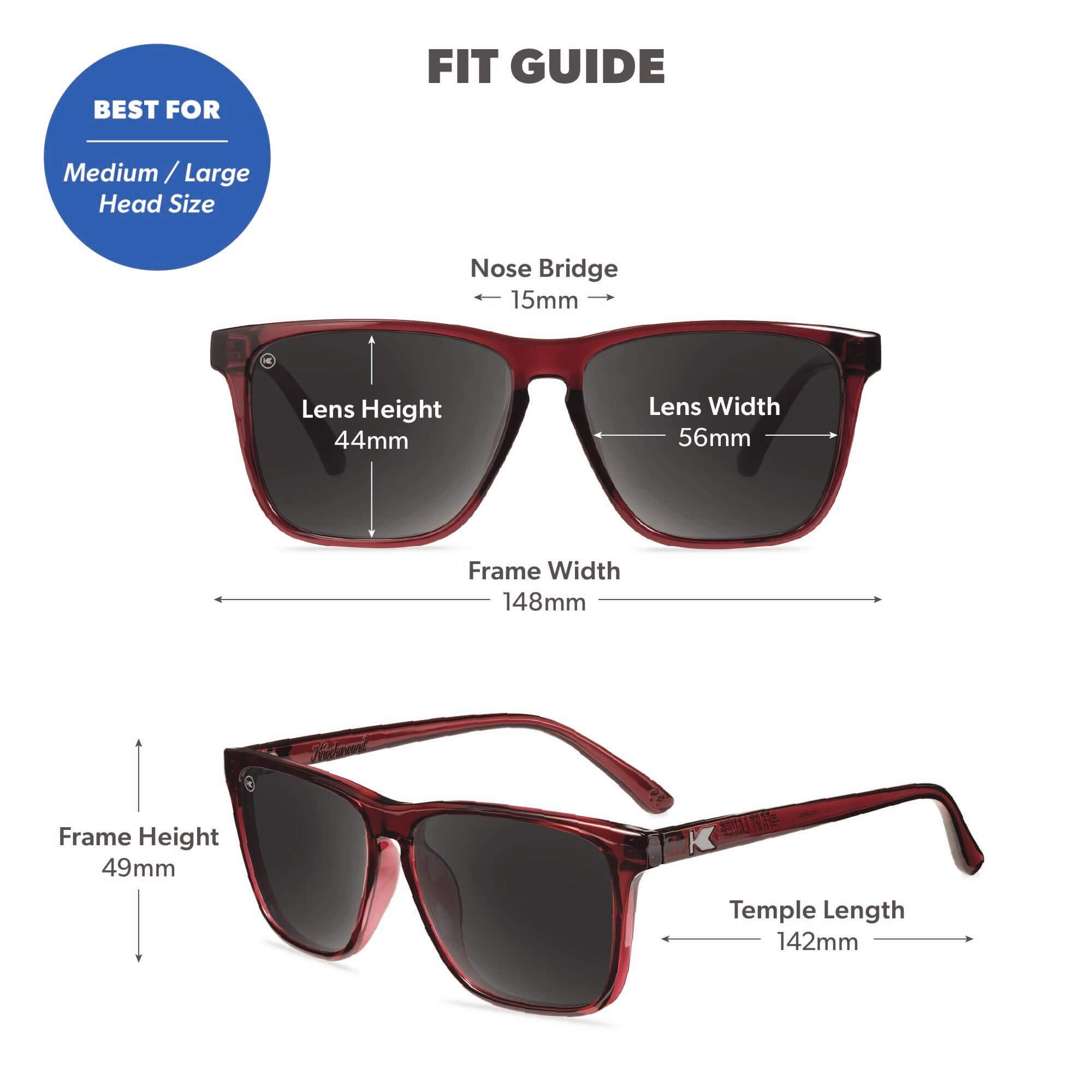 Black Cherry Fast Lanes Sunglasses, Fit Guide