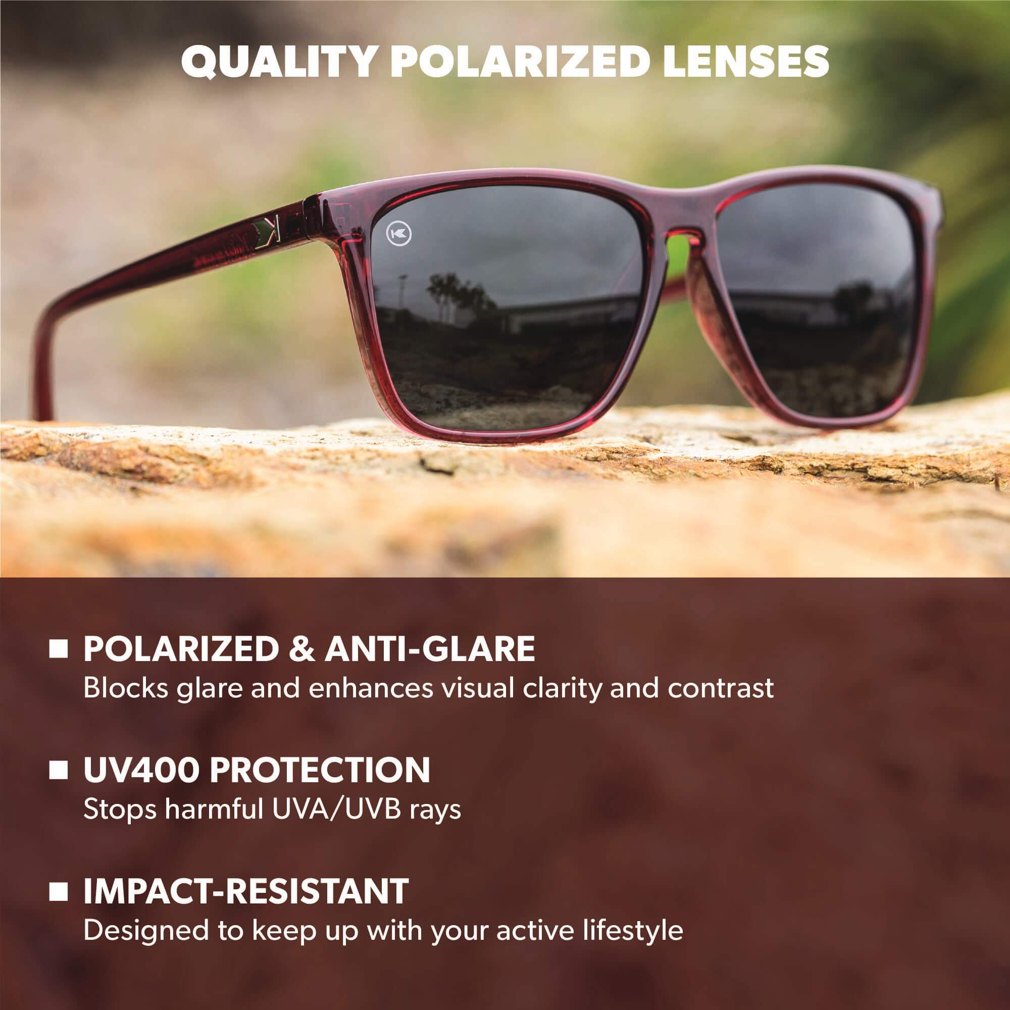 Black Cherry Fast Lanes Sunglasses, Lens Features