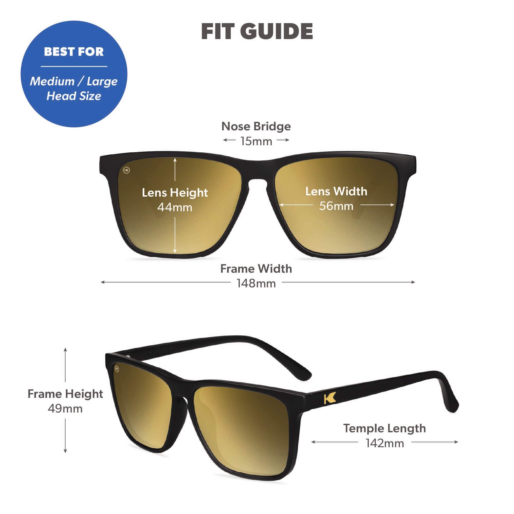Black Gold Fast Lanes Sunglasses, Fit Guide