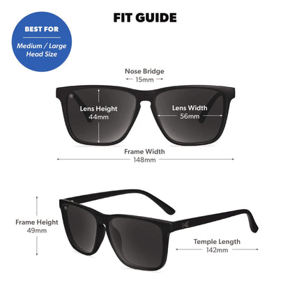 Black on Black Fast Lanes Sunglasses, Fit Guide
