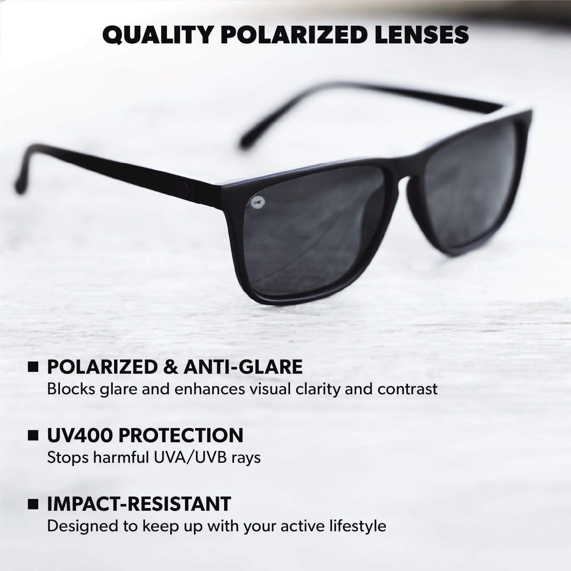 Black on Black Fast Lanes Sunglasses, Quality Polarized Lenses