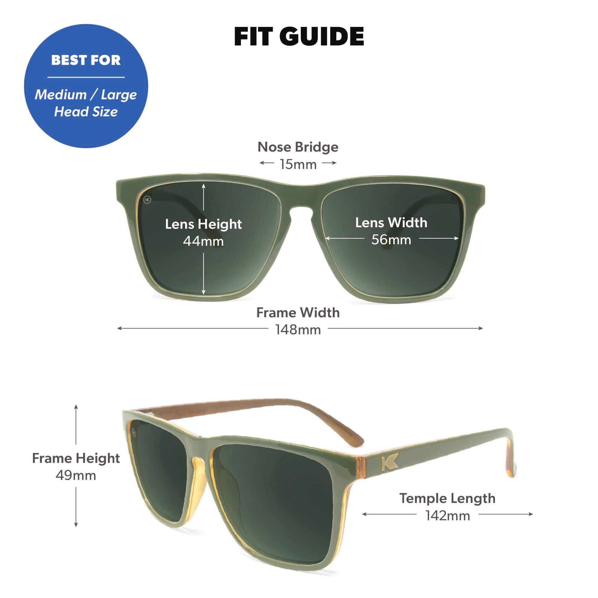 Coyote Calls Fast Lanes Sunglasses, Fit Guide