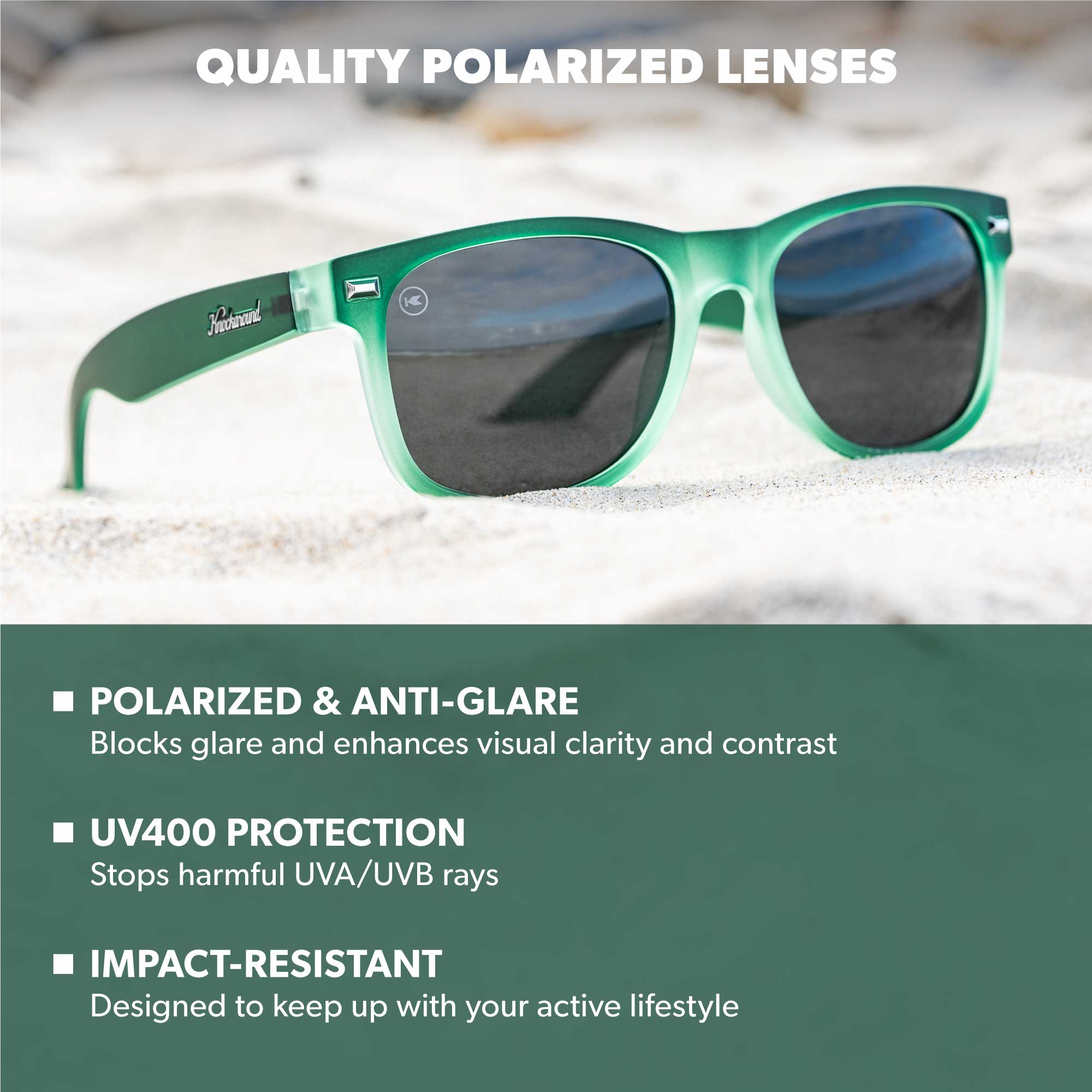 Glass Beach Fort Knocks Sunglasses, Lens Features