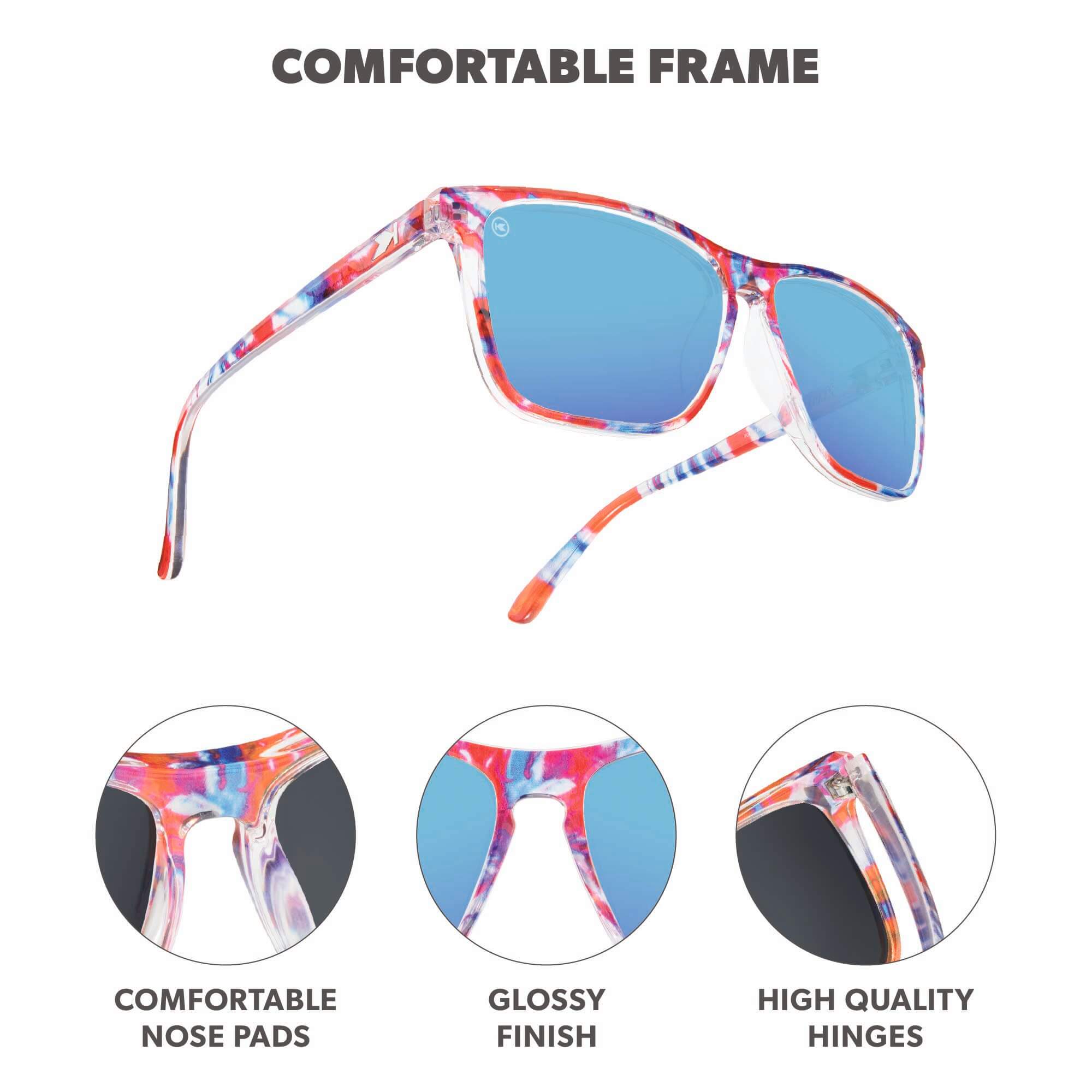 Live Free or Tie-Dye Fast Lanes Sunglasses, Frame Features