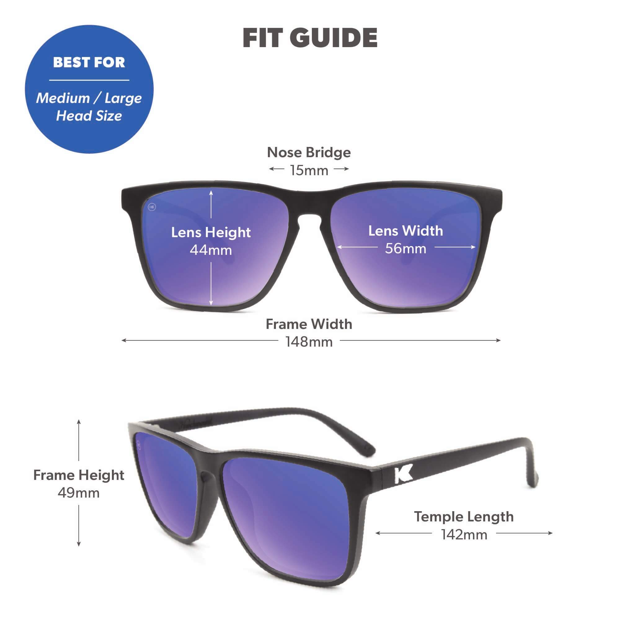 Matte Black / Moonshine Fast Lanes Sunglasses, Fit Guide