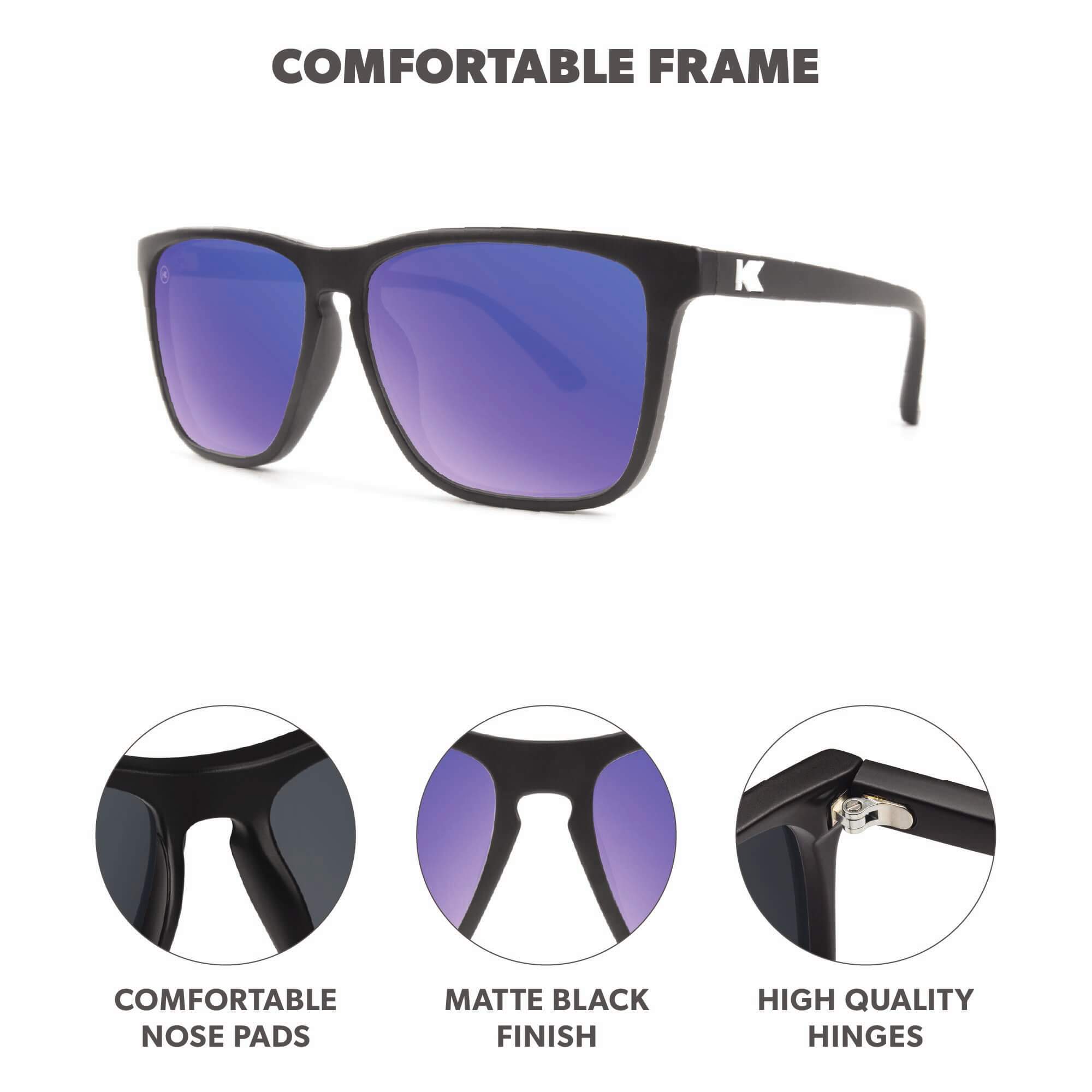 Matte Black / Moonshine Fast Lanes Sunglasses, Frame Features