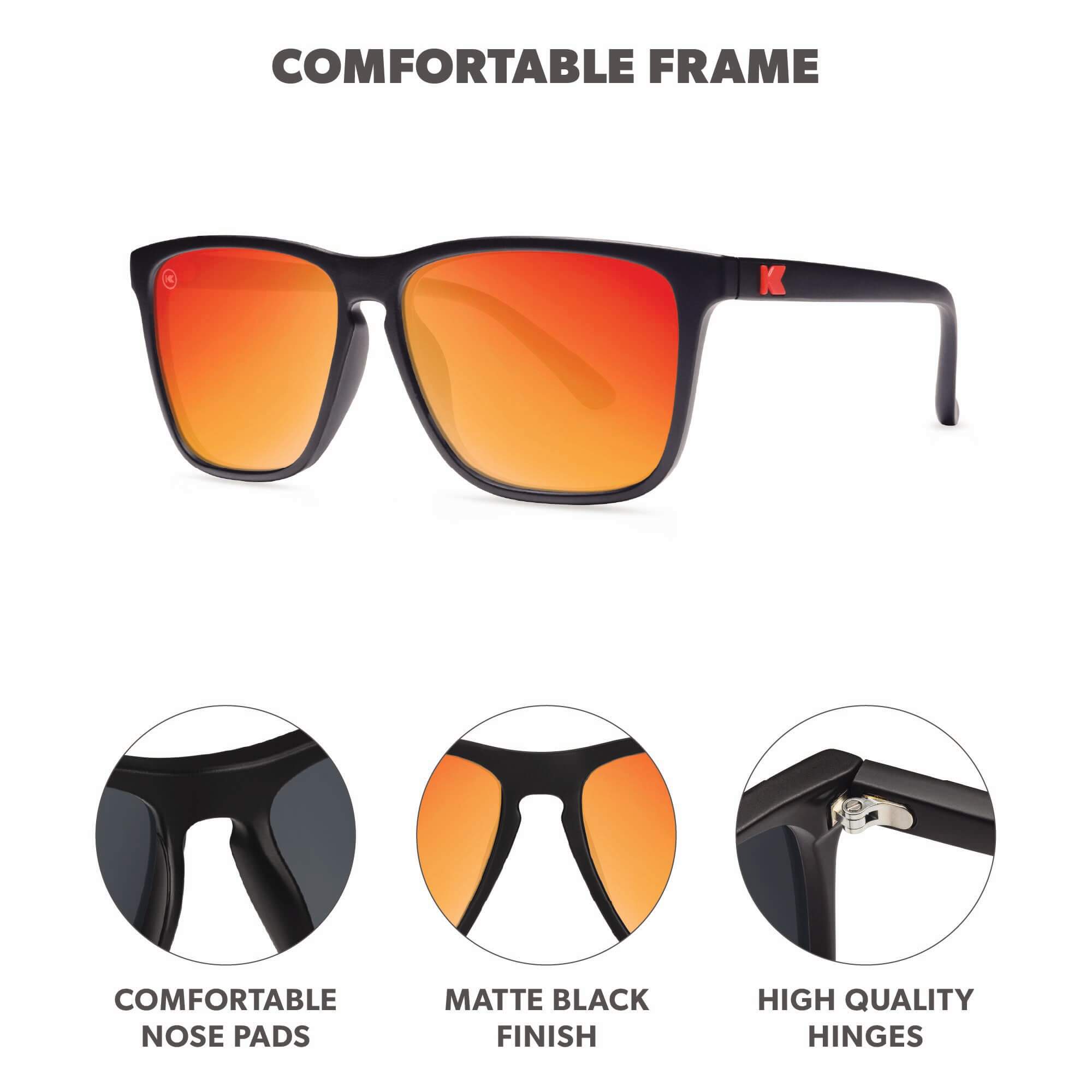 Matte Black / Red Sunset Fast Lanes Sunglasses, Frame Features