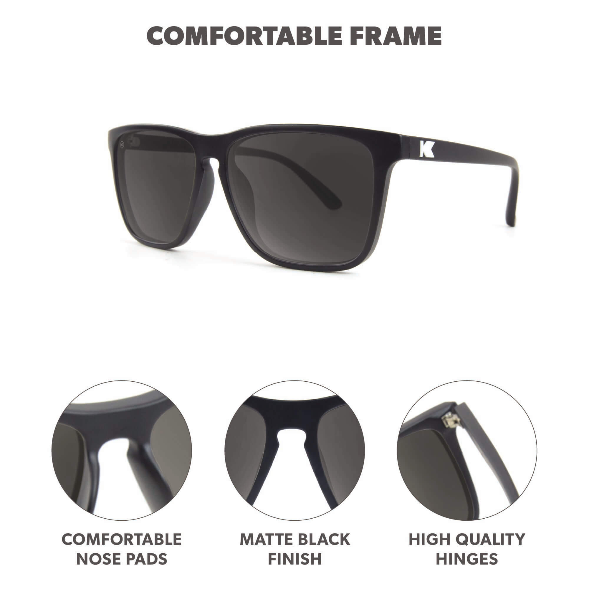 Matte Black / Smoke Fast Lanes Sunglasses, Frame Features