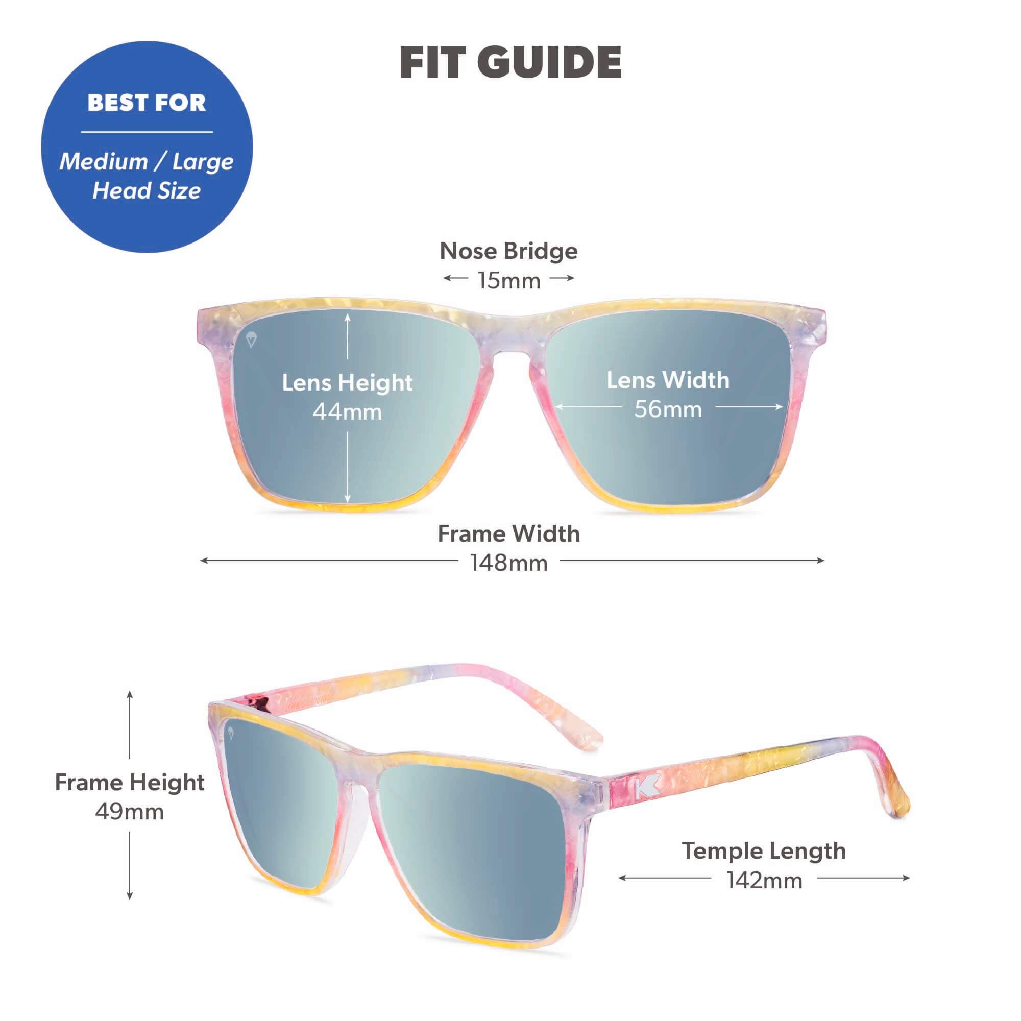 Rainbow Sno-Cone Fast Lanes Sunglasses, Fit Guide