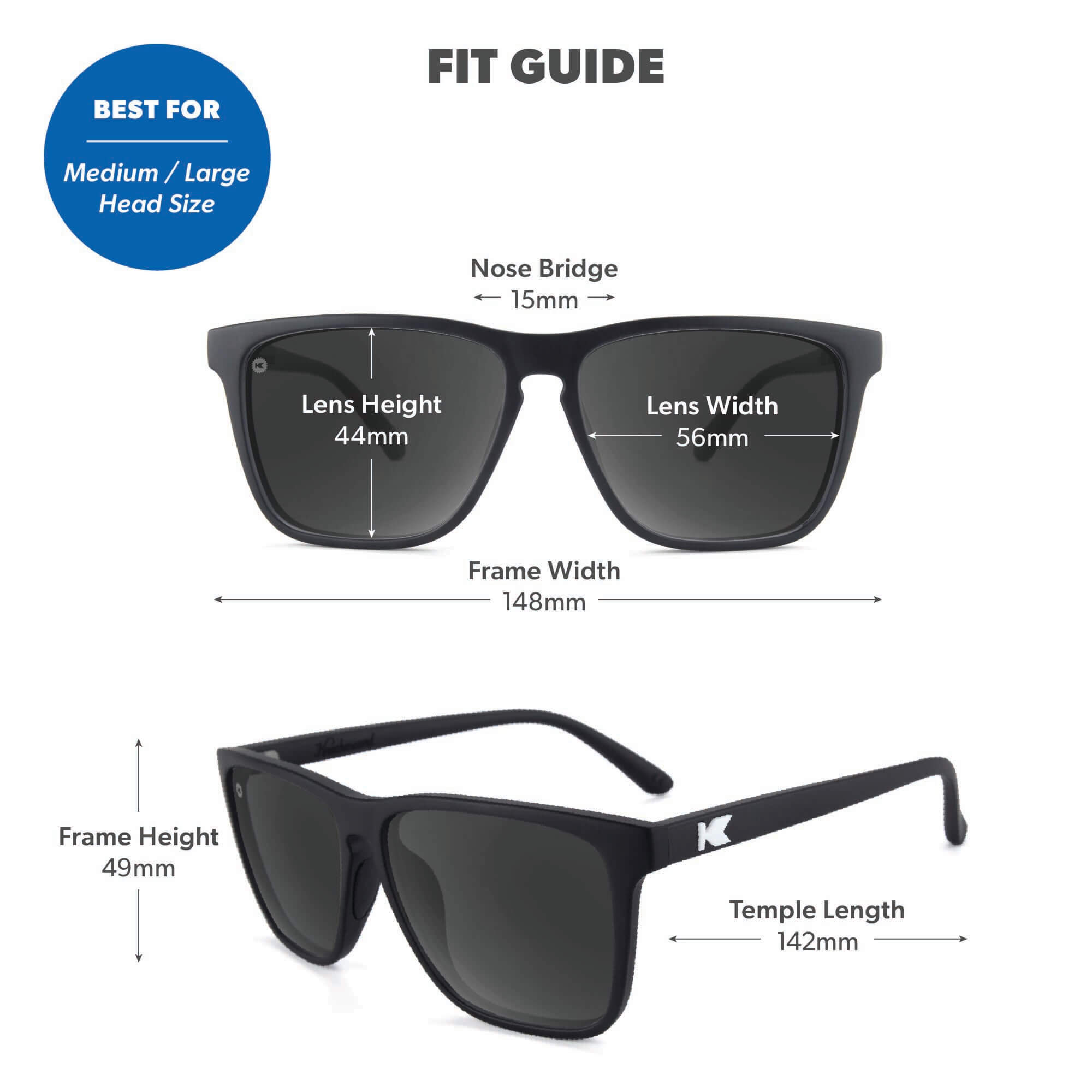 Black / Smoke Fast Lanes Sport Sunglasses, Fit Guide