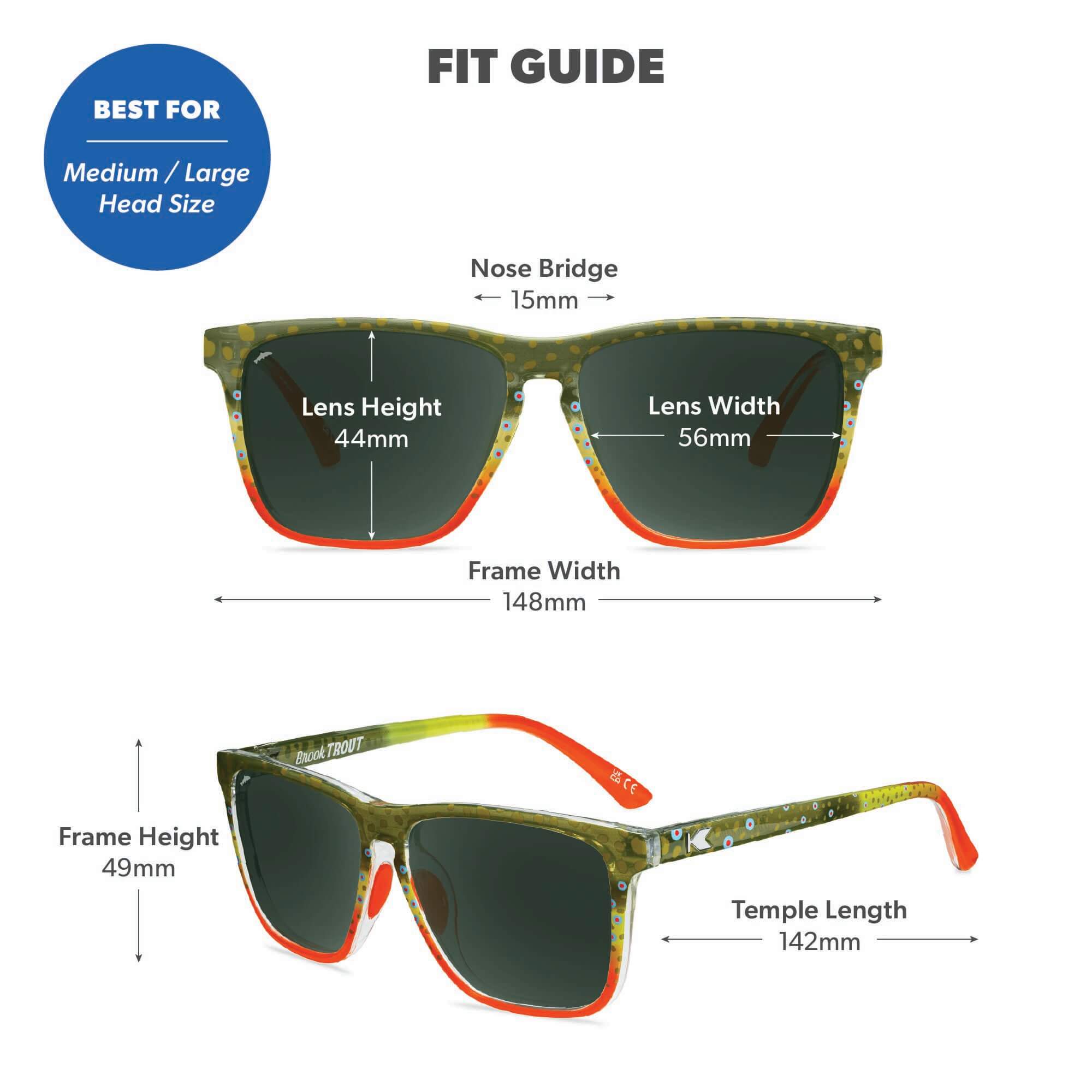 Brook Trout Fast Lanes Sport Sunglasses, Fit Guide