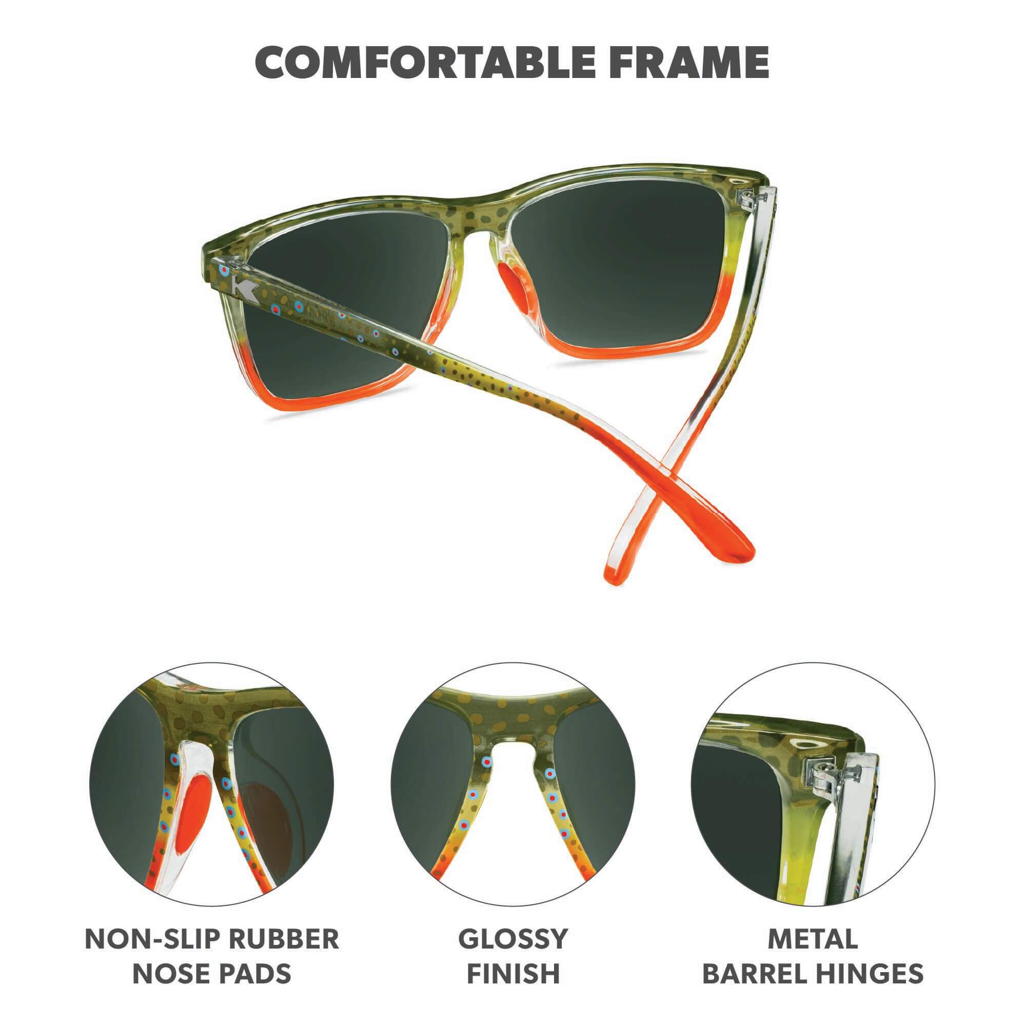 Brook Trout Fast Lanes Sport Sunglasses, Frame Features