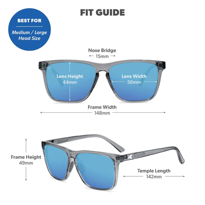 Clear Grey / Aqua Fast Lanes Sport Sunglasses, Fit Guide