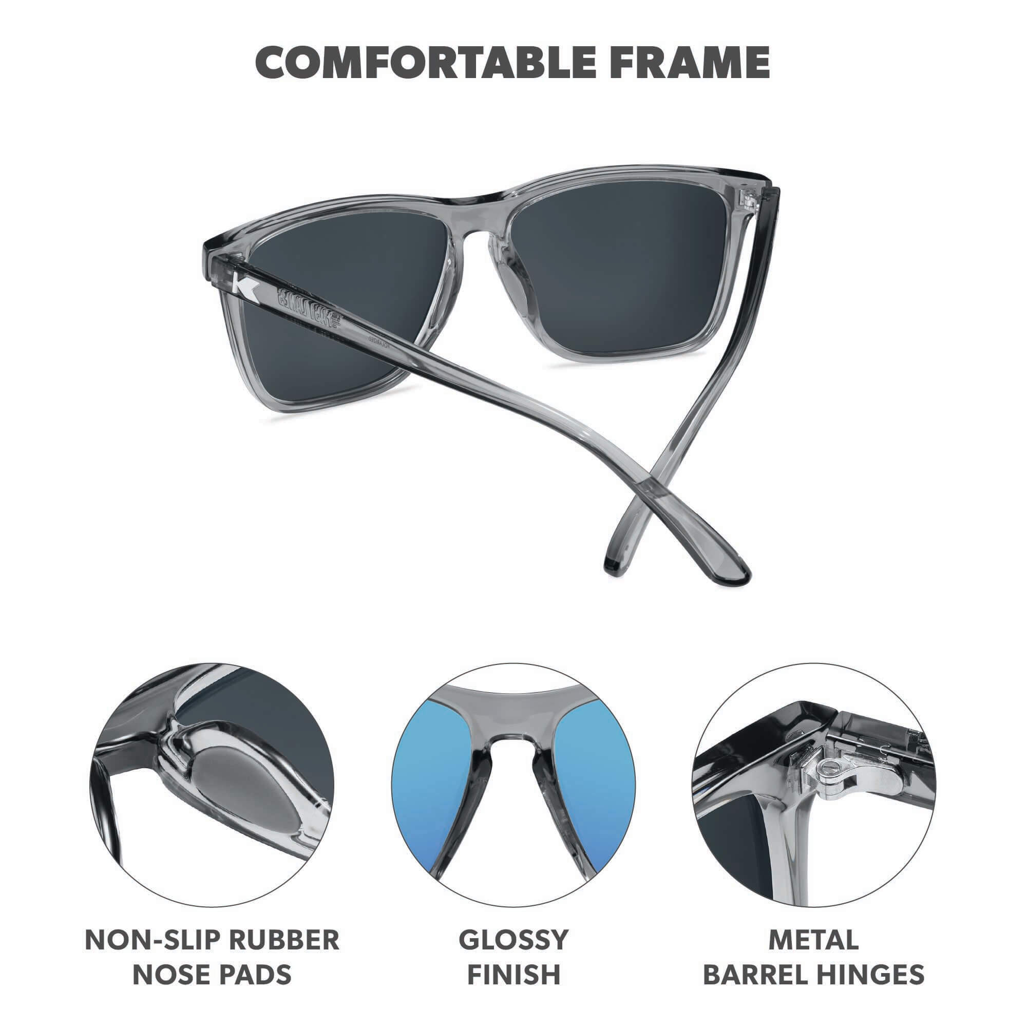 Clear Grey / Aqua Fast Lanes Sport Sunglasses, Frame Features
