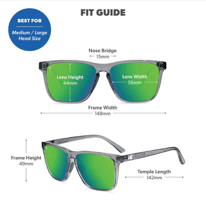 Clear Grey / Green Moonshine Fast Lanes Sport Sunglasses, Fit Guide