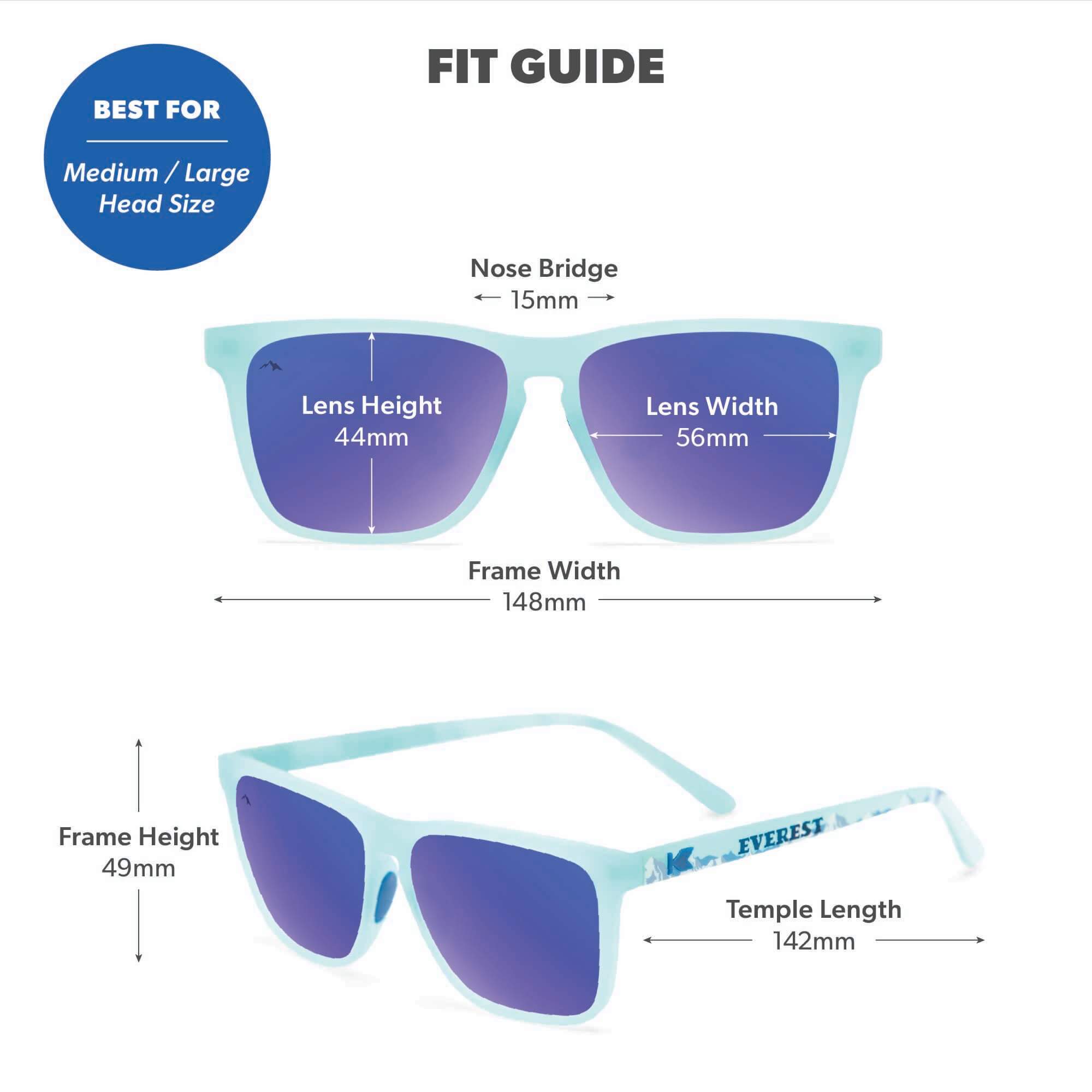 Everest Fast Lanes Sport Sunglasses, Fit Guide