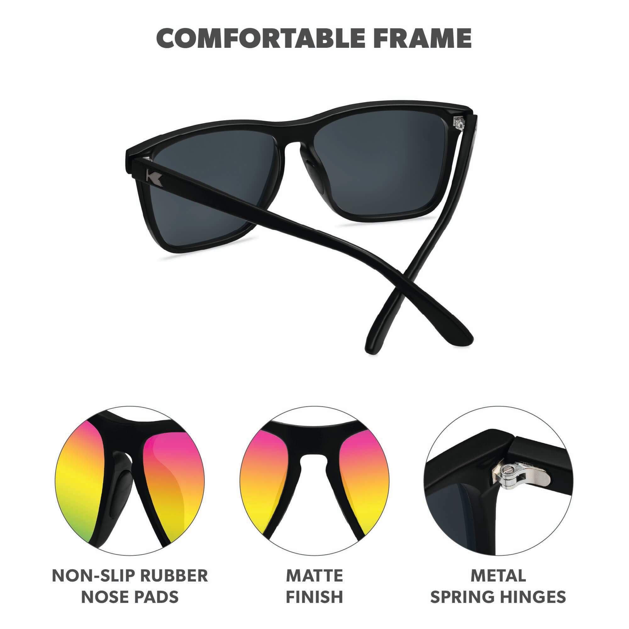 Rainbow on Black Fast Lanes Sport Sunglasses, Frame Features