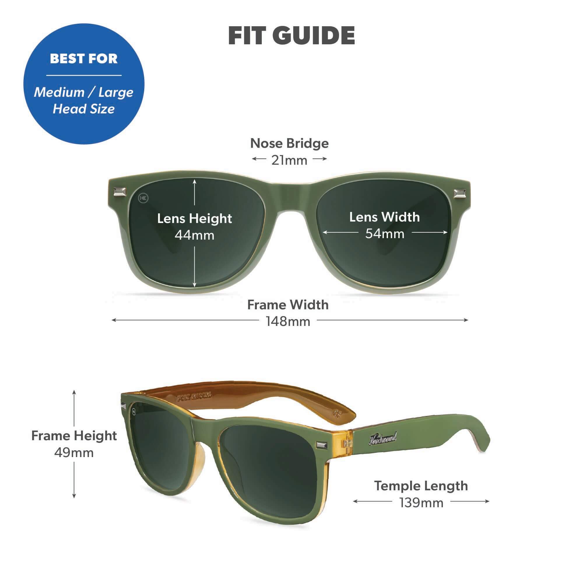 Coyote Calls Fort Knocks Sunglasses, Fit Guide