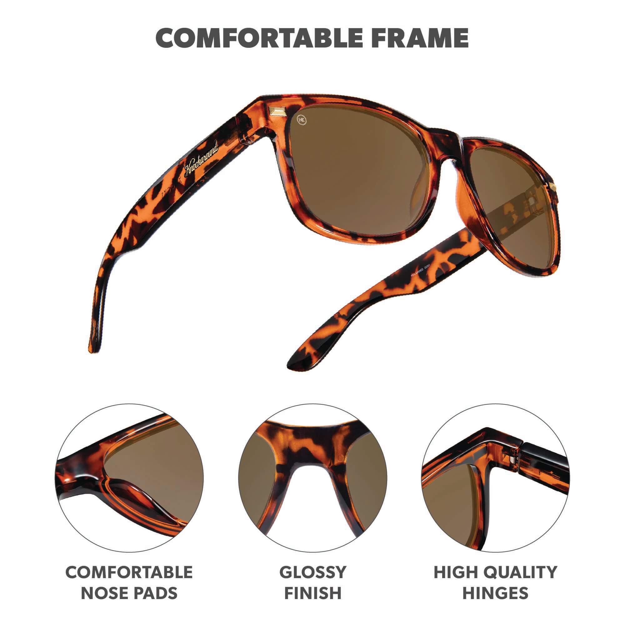 Glossy Tortoise Shell / Amber Fort Knocks Sunglasses, Frame Features